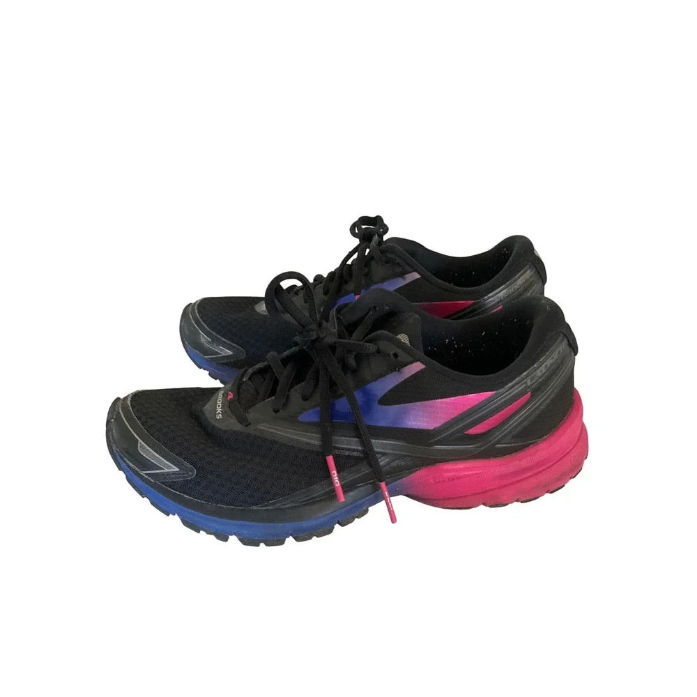 Brooks Launch 4 Running Shoes Womens 9 Black Pink Blue Iridescent 1202341B011